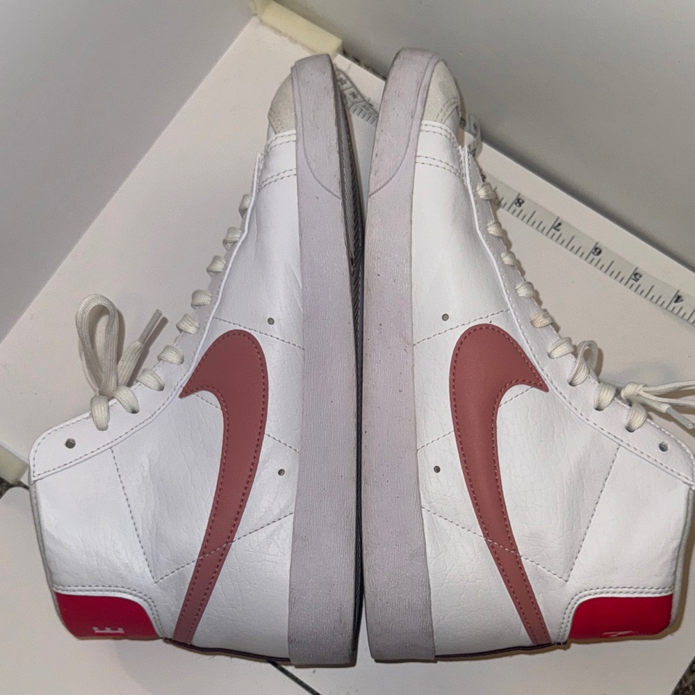 Nike Women's White and Pink High-Top Sneakers - Picture 8 of 10